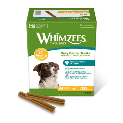 Whimzees by Wellness Monthly Stix Box Größe M: für mittelgroße Hunde: (900 g, 30 Stück)
