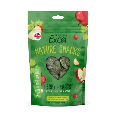 Burgess Excel Nature Snacks Herby Hearts - 60g