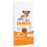 12kg IAMS Advanced Nutrition Dry Dog Food - 10kg + 2kg Free! * - Puppy & Junior Small & Medium Dog - Chicken (12kg)
