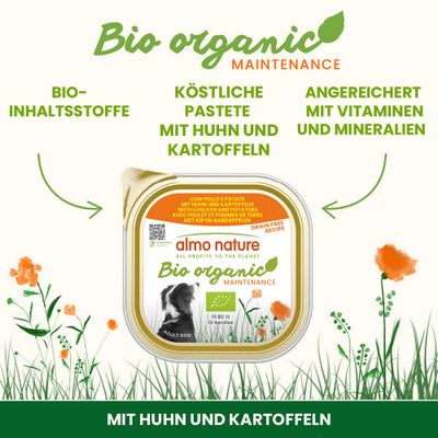 Almo Nature BioOrganic Maintenance 9 x 300 g - mit Bio Huhn & Bio Kartoffeln
