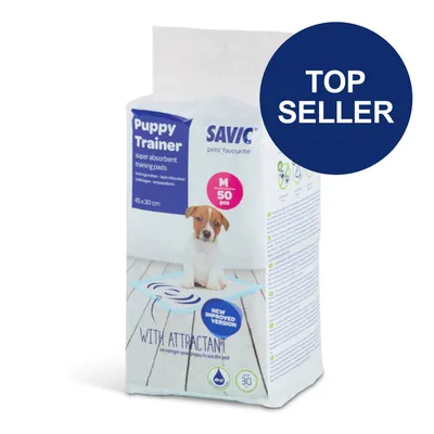 Savic Puppy Trainer super absorbent training pads, Größe M, 50 Stück, 45x30 cm. Mit Lockstoff, neue verbesserte Version. Top Seller.