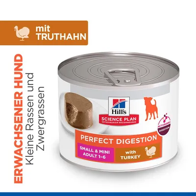 Hill's Science Plan Perfect Digestion Adult Small & Mini Mousse - Truthahn (24 x 200 g)