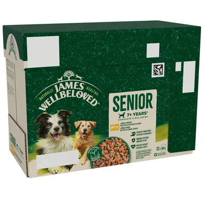 James Wellbeloved Senior Hypoallergenic Pouches – Lamb & Chicken in gravy - Saver Pack 48 x 90g