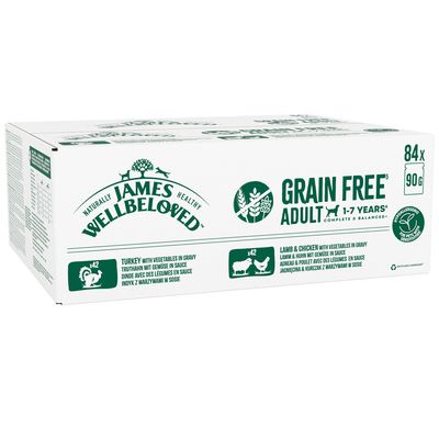 James Wellbeloved Adult Hypoallergenic Grain Free Pouches - Mixed Selection in Gravy 84 x 90g