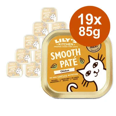 Lily's Kitchen Smooth Paté Chicken, 19x85g. Luonnolliset ainesosat, viljaton, ilman lisättyä sokeria. Täysravinto kissoille.
