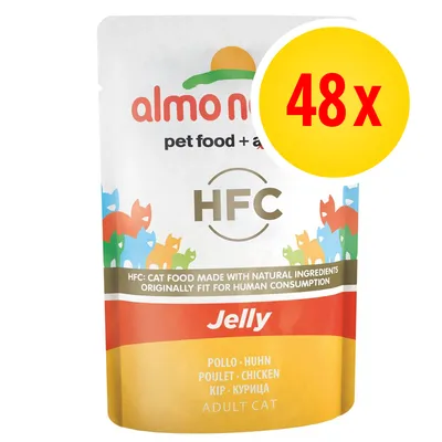 almo nature HFC Jelly mit Huhn, 48x. Katzenfutter aus natürlichen Zutaten, ursprünglich für den menschlichen Verzehr geeignet. Für ausgewachsene Katzen.