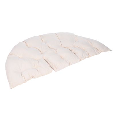 Cuscino semicircolare imbottito color crema con design trapuntato. Adatto come accessorio per mobili o letti per animali.