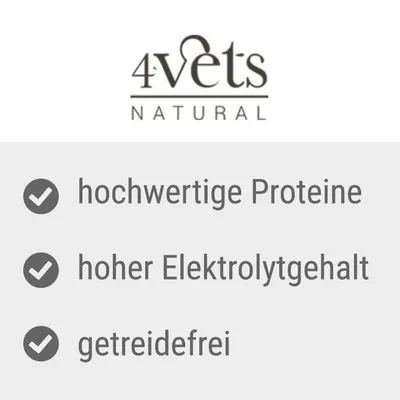 4vets Natural. Υψηλής ποιότητας πρωτεΐνες, υψηλή περιεκτικότητα σε ηλεκτρολύτες, χωρίς δημητριακά.