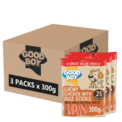 Good Boy Chewy Chicken with Rice Sticks  - 3 x 300g