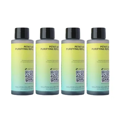 PETKIT Air Purifying Refill, roztwór 50 ml, usuwa zapachy i alergeny. Kod QR po więcej informacji na opakowaniu.