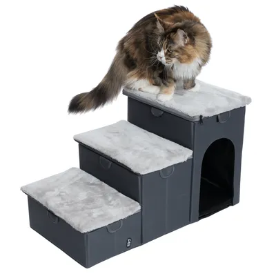 TIAKI skládací schůdky pro domácí mazlíčky, 3 schody - D 76 x Š 39 x V 41 cm