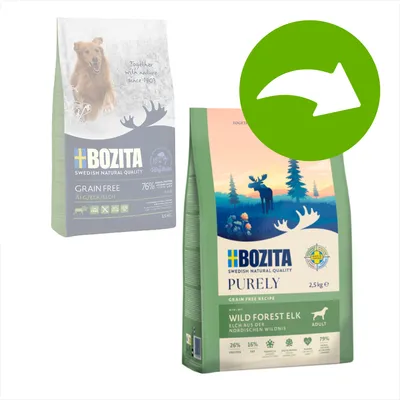 Bozita Grain Free Adult comida para perros con alce, 3,5 kg y Bozita Purely Wild Forest Elk, 2,5 kg. Ambos con receta sin cereales y calidad sueca.