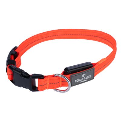 Collier en nylon Nomad Tales Spirit USB LED, orange pour chien – taille S : tour de cou 34–41 cm