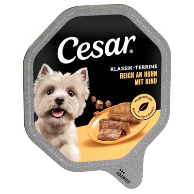 Cesar Empfehlung des Chefkochs. Con trozos de pollo ligeramente asados, arroz natural y verduras en salsa. Paquete de 28 raciones.