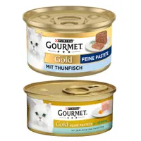 Gourmet Gold Mousse e Paté 24 x 85 g Umido per gatto - Paté: Mix di Pesce (Tonno, Merluzzo e carote)