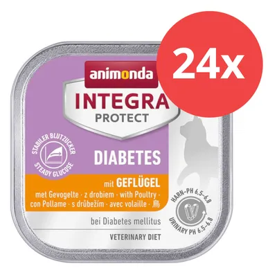 Animonda Integra Protect Diabetes mit Geflügel, 24x Portionen. Stabile Blutzuckerwerte, Harn-pH 6,5-6,8. Veterinary Diet bei Diabetes mellitus.