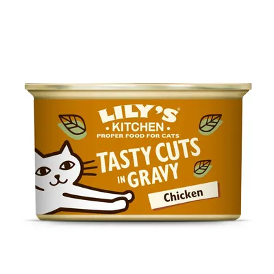 Tasty Cuts in Gravy Chicken, proper food for cats, shown on product packaging