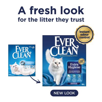 Ever Clean Extra Hygiene котешка тоалетна с нов външен вид, 10 л, незабавен контрол на миризмите, изключително силно образуване на бучки, подпомага здравето на котката.