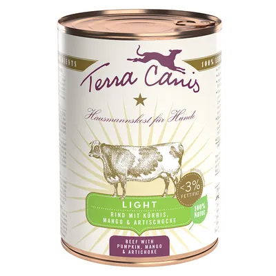 Lot Terra Canis Light 12 x 400 g pour chien - bœuf, potiron, mangue & artichaut