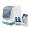Savic Katzentoilette Nestor Starterset: Toilette erdblau / weiss + 2 extra Filter + 12 Bag it up