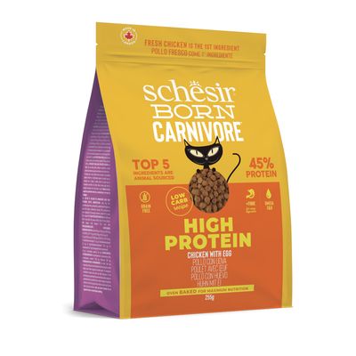 Schesir Born Carnivore High Protein Pollo con uovo Crocchette per gatto