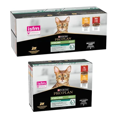 40 x 85 g PURINA PRO PLAN Adult + 10 x 85 g Sterilised Maintenance gratis! - 40 x 85 g Sterilised Rind & Huhn + 10 x 85 g Rind und Huhn