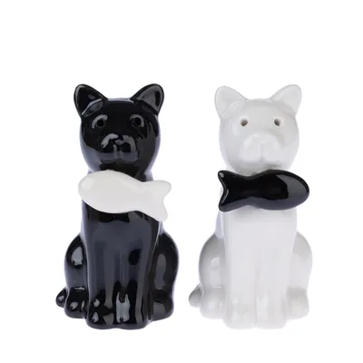 TIAKI Set salière et poivrière "Chats" - lot de 2