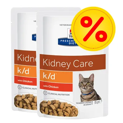Hill's Prescription Diet Kidney Care k/d with Chicken våtfoder för katt, 85 g, två förpackningar, rabatt-symbol synlig