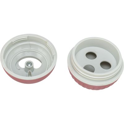 Tweedelige kunststofbehuizing met schroefmechanisme en drie ronde openingen, geschikt voor montage of bevestiging.