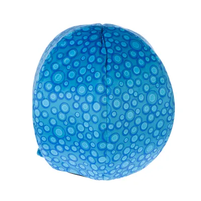 Blauwe bal met cirkelpatroon, geschikt als speelgoed voor huisdieren.