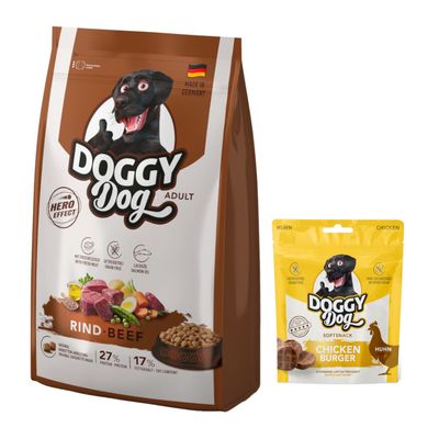 DOGGY Dog: 1 kg karma sucha + Soft Snack Chicken Burger, 70 g gratis!