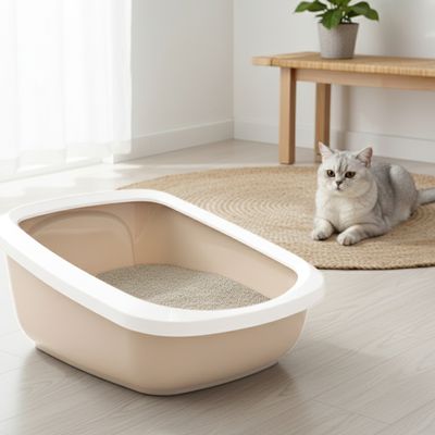 Savic Katzentoilette Aseo mit hohem Rand - hellgrau / weiß