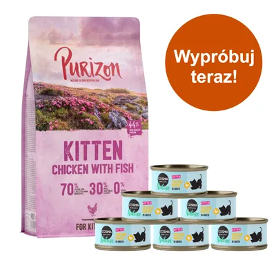 Pakiet dla kociąt: Purizon Kitten, 400 g + Cosma Nature Kitten, 6 x 70 g - Zestaw 1 Pakiet dla kociąt: Purizon Kitten, 400 g + Cosma Nature Kitten, 6 x 70 g - Zestaw 1