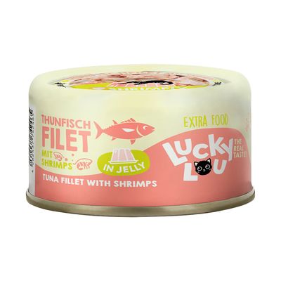 Lucky Lou Extra Food w galarecie, 12 x 70 g Filet z tuńczyka z krewetkami