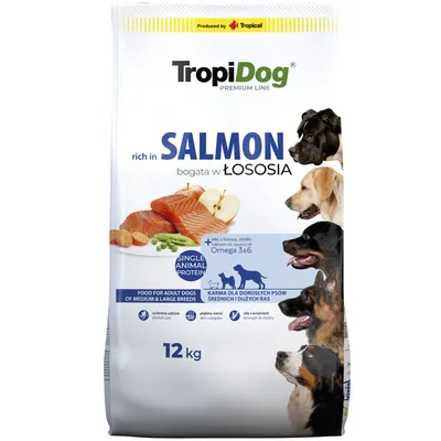 Tropidog Premium Adult Medium & Large Salmon - dog dry food - 12kg