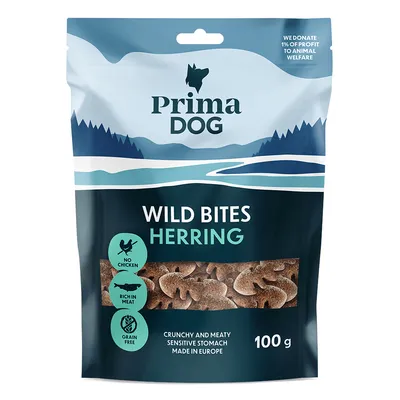 PrimaDog Wild Bites Crunchy Snack - Hering & Gewürznelken (4 x 100 g)