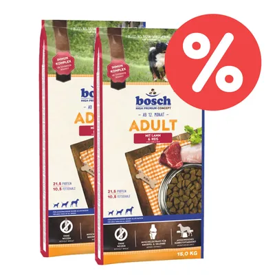 bosch High Premium Concept Adult Hundefutter ab 12. Monat, mit Lamm und Reis, 15 kg, ohne Weizen, ausgewogenes Nährstoffangebot, Immunkomplex zur Unterstützung der Abwehrkräfte.