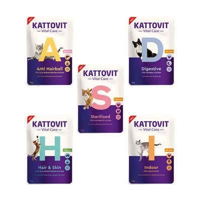 Kattovit Vital Care proefverpakking Voordeelpakket: 100 x 85 g (5 smaken)