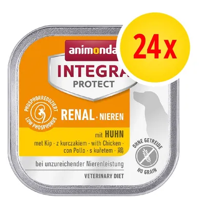 animonda INTEGRA PROTECT RENAL NIEREN z kurczakiem, 24x. Obniżona zawartość fosforu, bez zbóż. Dieta weterynaryjna przy niewydolności nerek. Widoczny napis: mit HUHN.