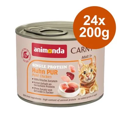 Sparpack: animonda Carny Single Protein Adult 24 x 200 g - Ren kyckling 