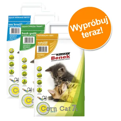 Mieszany pakiet próbny Benek Super CORNCat, 3 x 7 l - 3 x 7 l (ok. 13 kg) Mieszany pakiet próbny Benek Super CORNCat, 3 x 7 l - 3 x 7 l (ok. 13 kg)