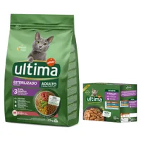 Ultima 2,5 kg pienso + 4 x 70 g / 8 x 85 g comida húmeda ¡gratis! - Sterilized Adult vacuno  + Sterilized Mix II (8 x 85 g)