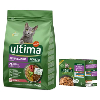  2,5 kg Ultima suha hrana + odgovarajuća mokra hrana gratis!  - Sterilized Adult govedina + 8 x 85 g Sterilized Mix II