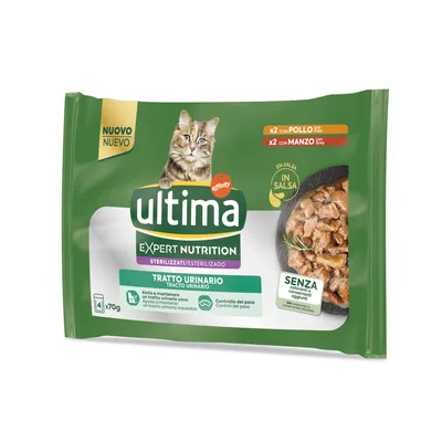Ultima Cat Expert Nutrition Urinary kyckling + nötkött - 4 x 70 g