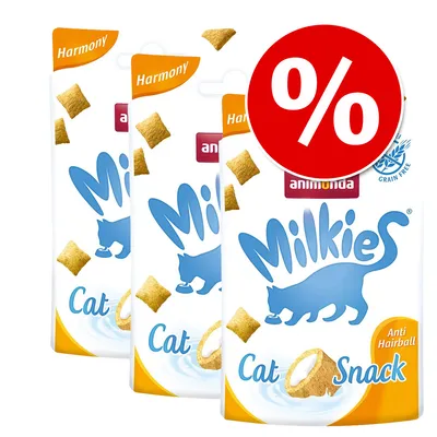 Verpakking animonda Milkies Cat Snack Anti Hairball, Harmony, Grain Free. Groot rood procentteken vooraan geeft korting of aanbieding aan. Verpakking animonda Milkies Cat Snack Anti Hairball, Harmony, Grain Free. Groot rood procentteken vooraan geeft korting of aanbieding aan.
