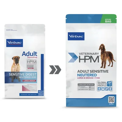 Virbac Veterinary HPM Adult Sensitive Neutered Dog Large & Medium - 12 kg