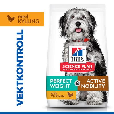Hill's Science Plan Perfect Weight & Active Mobility Adult 1+ Medium med kylling
