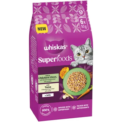 Whiskas 1+ Superfoods Mixed Selection in Jelly - 15 x 50g