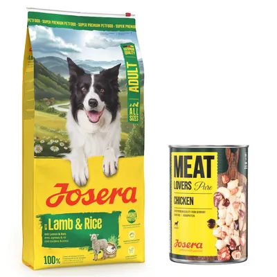 12,5 kg Josera Adult + 6 x 400 g / 800 g Meatlovers gratis! - Agnello & Riso + 6 x 800 g Pure Pollo 12,5 kg Josera Adult + 6 x 400 g / 800 g Meatlovers gratis! - Agnello & Riso + 6 x 800 g Pure Pollo