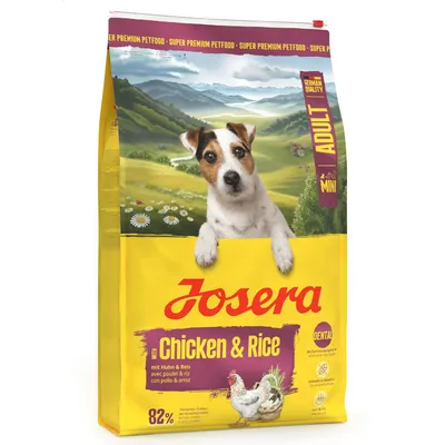 Josera Mini Adult Chicken & Rice mit Huhn und Reis, 82% tierisches Protein, glutenfrei, Zahnpflegeformel, Super Premium Petfood, German Quality. Josera Mini Adult Chicken & Rice mit Huhn und Reis, 82% tierisches Protein, glutenfrei, Zahnpflegeformel, Super Premium Petfood, German Quality.